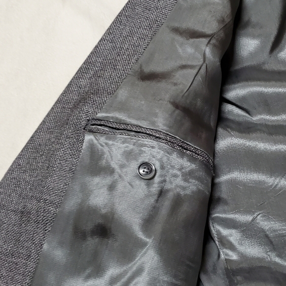 VINTAGE 70s Grey Tweed Wool Single Breasted Notched Lapel Fitted Blazer Jacket - Picture 13 of 15